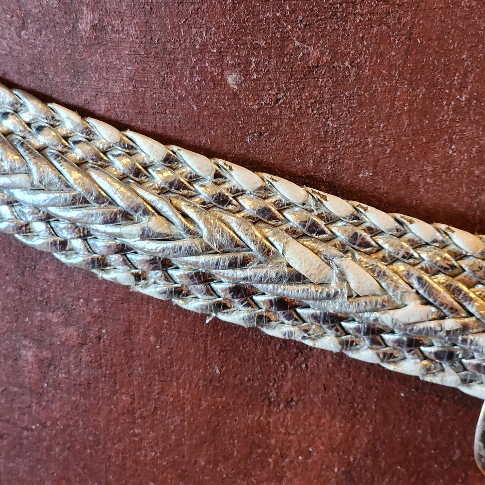 Silver Braided Belt 1 Inch Wide 43" - Picture 3 of 6